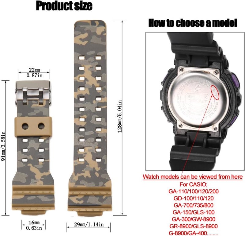 MCXGL 16mm Resin Strap Kompatibel mit Casio G-Shock GA-110 GA100 GD120 GD100 GA700 Herren Gummi Uhrenarmband Ersatz Armband - Image 2