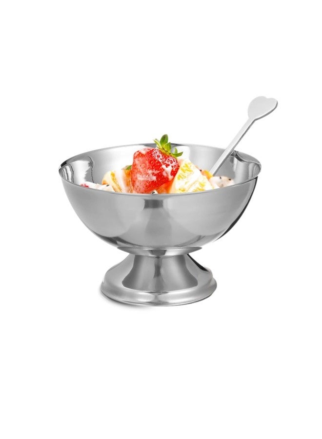 ShebSheb Stainless Steel Dessert Cup Sauce Dessert Bowls Footed Metal Snack Bowls for Salad Fruit Pudding Candy, comes with forks - Image 1