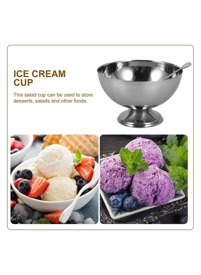 ShebSheb Stainless Steel Dessert Cup Sauce Dessert Bowls Footed Metal Snack Bowls for Salad Fruit Pudding Candy, comes with forks - Image 2