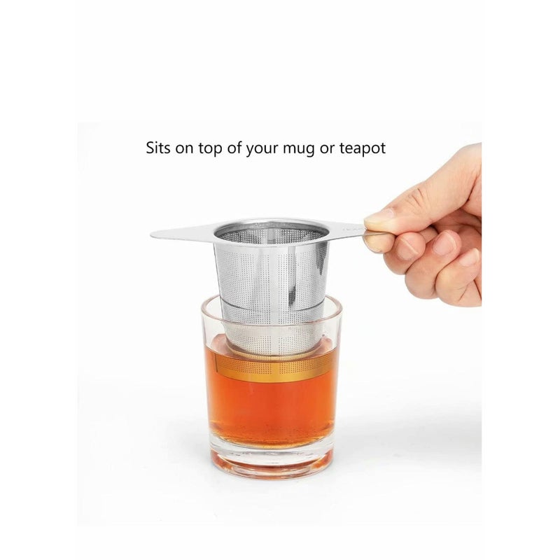 SOLARAE Stainless Steel Tea Infuser, Premium Tea Strainer with Two Handles & Large Capacity for Loose Tea Leaf, Classic Metal Mesh Tea Filter for Cups, Mugs, Teapots - Image 2