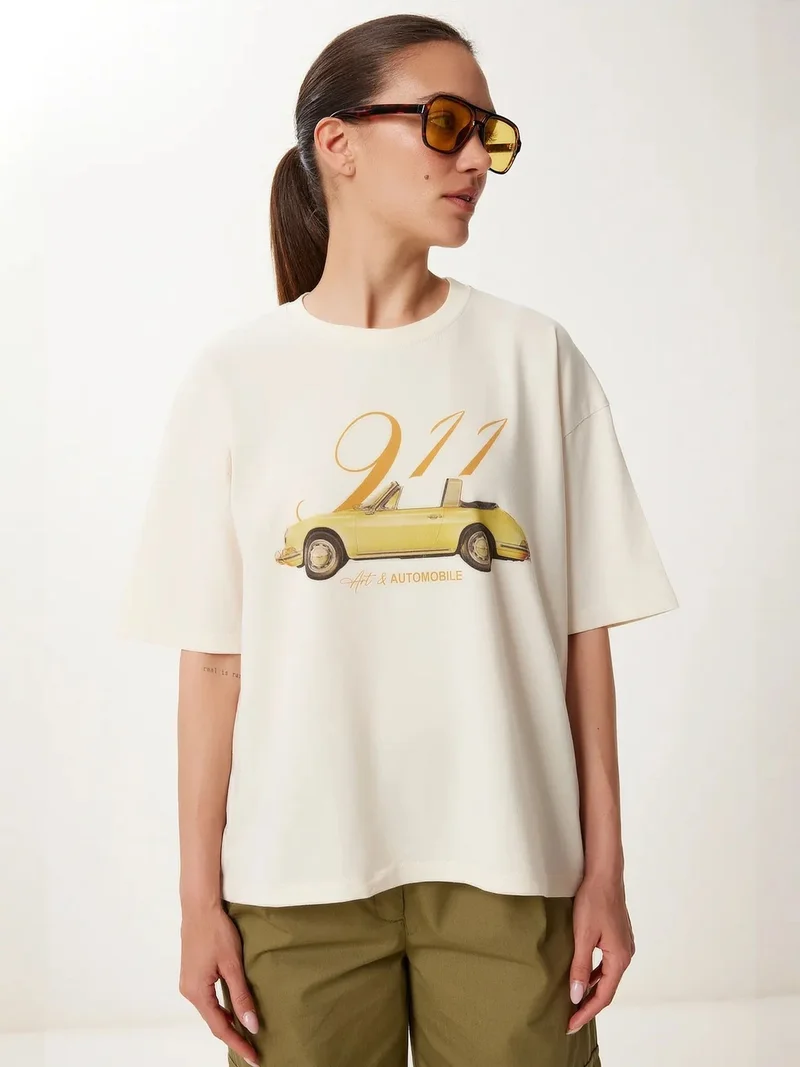 السعادة في إسطنبول ISTANBUL Oversized Printed Crew Neck T-Shirt