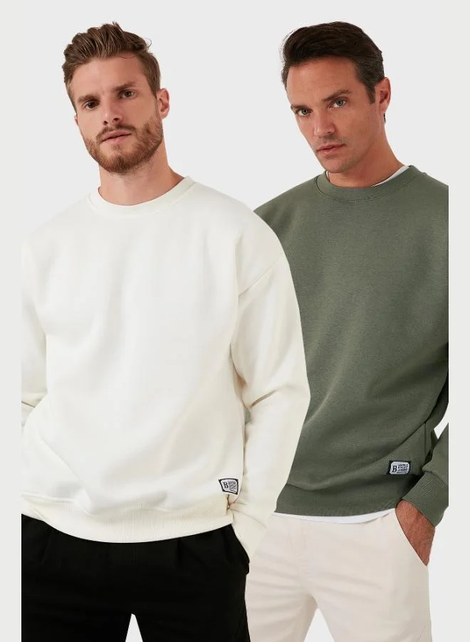 Buratti Buratti Regular Fit Crew Neck Fleece Lined 2-Pack Men's Sweatshirt 5905255S2