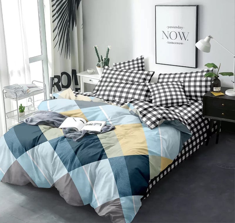 MORADO Premium Glace Cotton Geometric Design Duvet Cover - Double, Multicolour with Zipper - Image 2