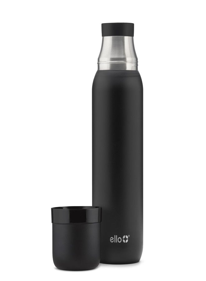 Ello Therma 32oz Insulated Stainless Steel Thermos for Hot & Cold Beverages with Leak Proof Lid & Built-in Cup, Triple Wall Insulation, Hot 24 Hrs, Perfect for Coffee,Tea, Dishwasher Safe, Black - Image 1