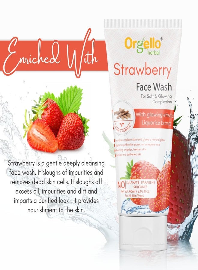 Orgello Herbal Strawberry Face Wash with Strawberry Extracts, For Normal to Dry Skin, For Hydrating & Glowing Skin | Paraben and Sulphate Free 60 ml - Image 4