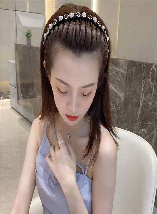 SIMAR ART Set of 2pcs random waved pattern hairband for trending and elegant look for girls and women Elegant Pearl Flower Headband, Black and White, Decorative Hair Accessory for Women - Image 5