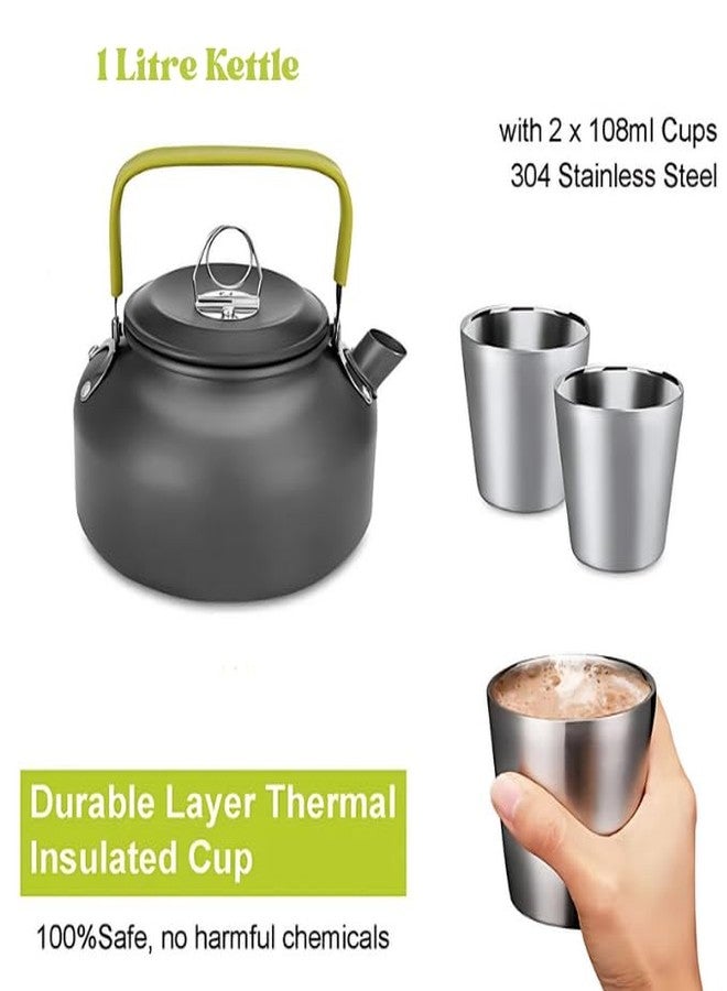 DPCR 12-Piece Camping Cookware Mess Kit with Portable Tea Pot, Lightweight Nonstick Pot & Pan Set with Spork, Bowls, Sponge & Travel Bag - Compact Outdoor Cooking Gear for Backpacking, Hiking - Image 5