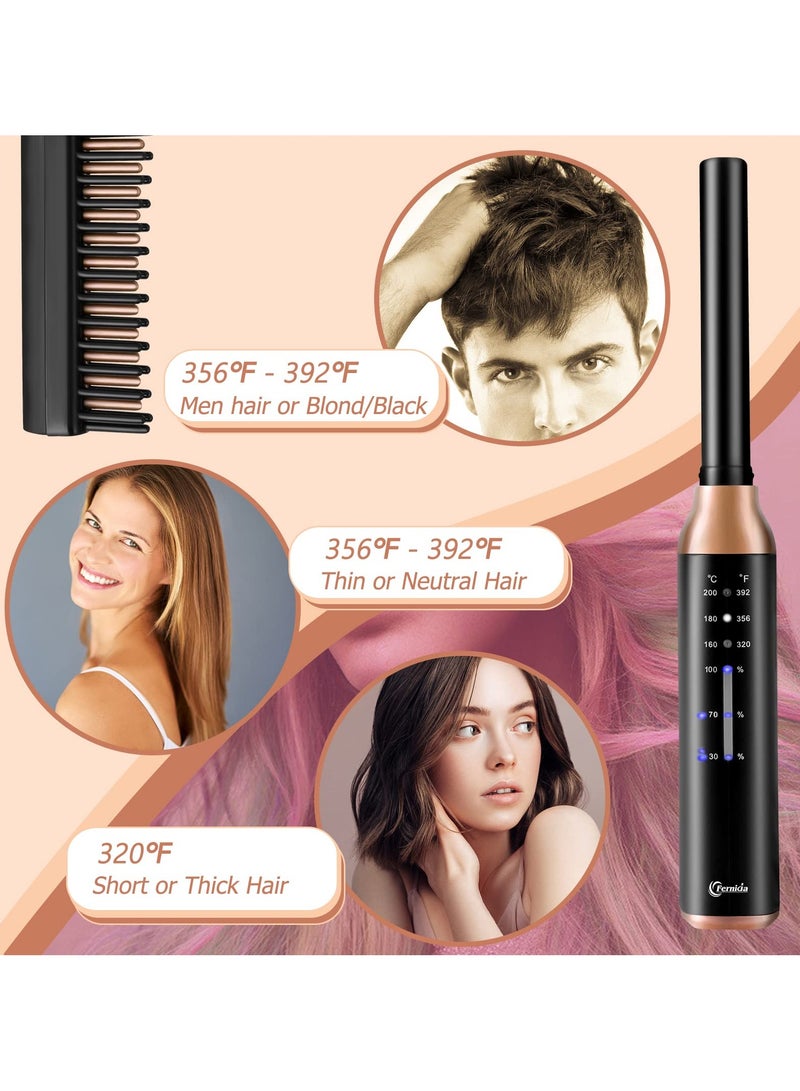 SYOSI Cordless Hair Straightening Brush, Portable Hot Hair Straightening Comb, Mini Hair Straightening Brush, 2600mAh Rechargeable Battery and 3 Temperature Settings, for Women and Men, Home & Travel - Image 5