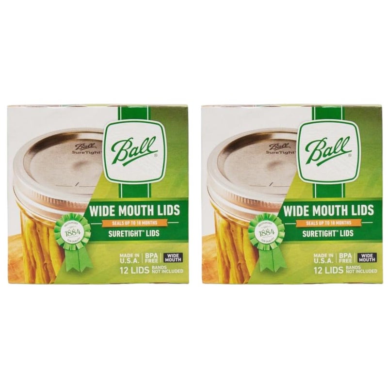 Ball Wide Mouth Mason Jar Lids 12Count per Pack 2Packs Total
