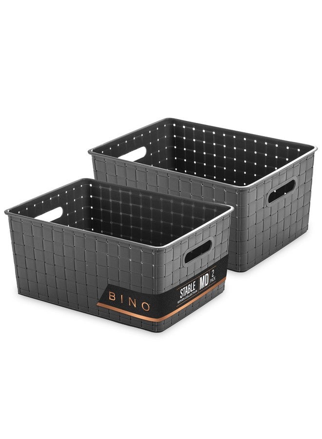BINO | Plastic Storage Baskets Medium - Grey | THE STABLE COLLECTION | Multi-Use Storage | Rectangular Cabinet Organizer | Baskets For Organizing with Handles | Home Office Organization and Storage
