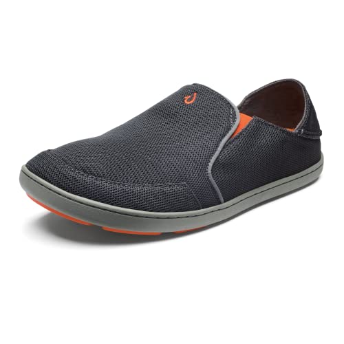 OLUKAI Nohea Mesh Men's Slip On Sneakers, Lightweight & Breathable Shoes for Everyday Wear, All-Weather & Enhanced Traction, Dk Shadow/Dk Shadow, 14 - Image 1