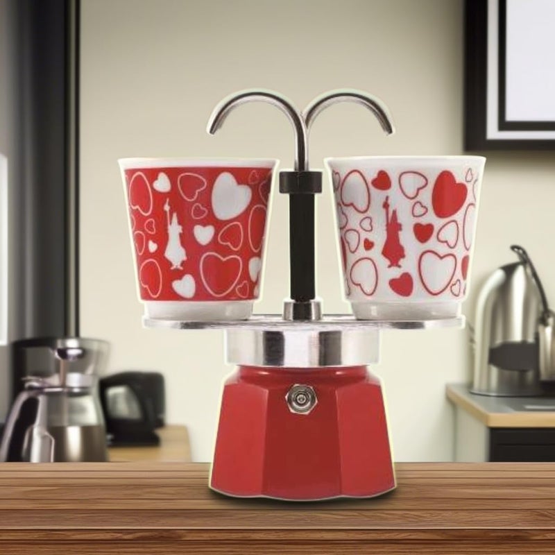 BIALeTTI Mini Express Moka Set With 2 Cups Heart 90ml - Image 2