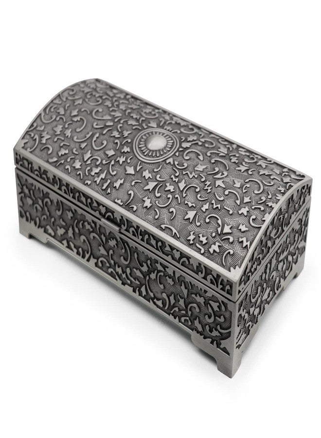 AVESON Vintage Metal Jewelry Box Small Trinket Storage Organizer Box Chest Ring Case for Girls Women, Tin Color, Medium - Image 1