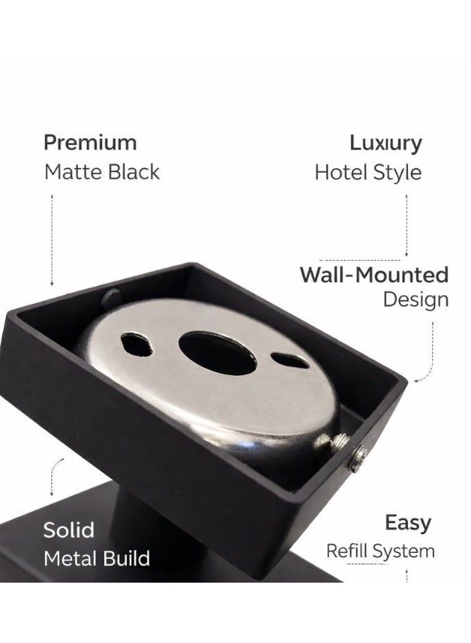 Meikeer Luxury Matte Black Wall-Mounted Soap Dispenser – Modern Hotel Bathroom Accessory - Image 2