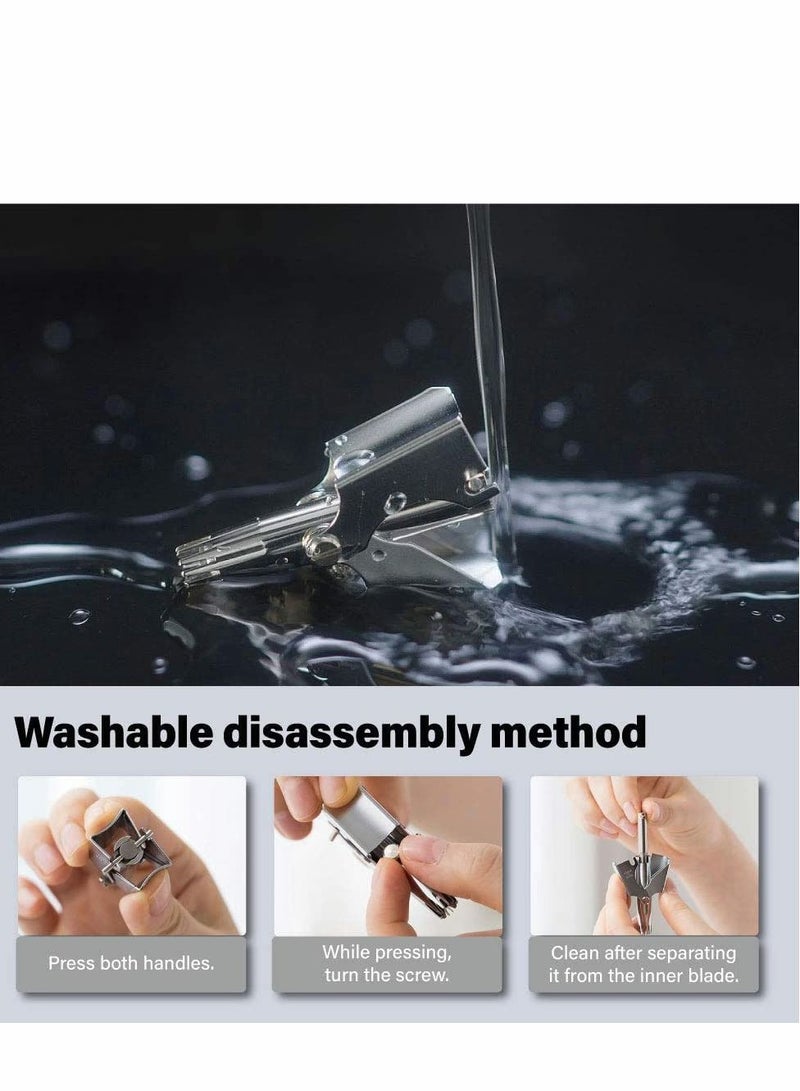 Nose Hair Trimmer, Manual Nose Hair Trimmer, Nose & Ear Hair Clipper, Unisex, No Battery, Painless, Stainless Steel, Waterproof (Sliver)