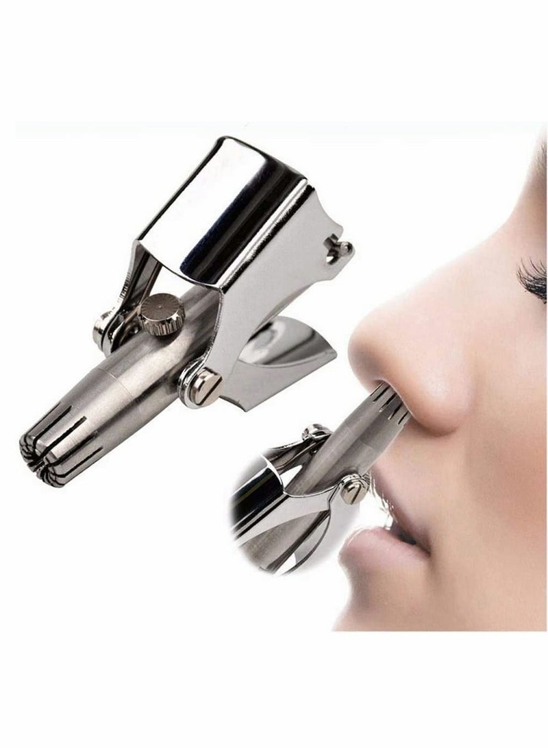 Nose Hair Trimmer, Manual Nose Hair Trimmer, Nose & Ear Hair Clipper, Unisex, No Battery, Painless, Stainless Steel, Waterproof (Sliver)