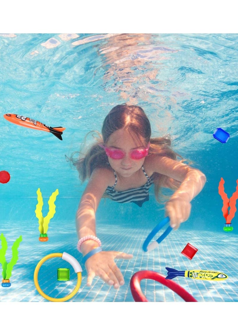 KASTWAVE 19PCS Underwater Diving Pool Toys Kit Torpedo Bandits Rings Gemstones Ball Streamers Sinking Seaweed Swimming For Kids Boys Girls - Image 2