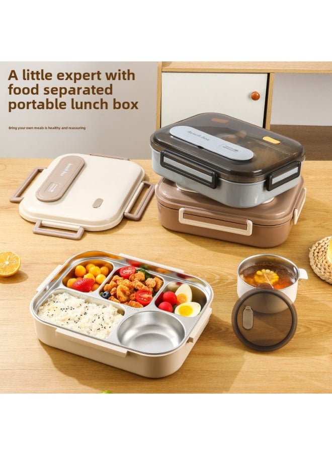 Generic - Lunch Box Large Capacity Does Not Leak 316 Food Grade Material Compartment Does Not String Flavor With Bowl Can Enter The Microwave Oven Insulation Lunch Box-Specifications:Black Gray-can Be Put Into The Microwave [pp+316 Stainless Steel]-Color:Five-compartment Standard + Insulation Bag (excluding Spoons And Chopsticks) - Image 1