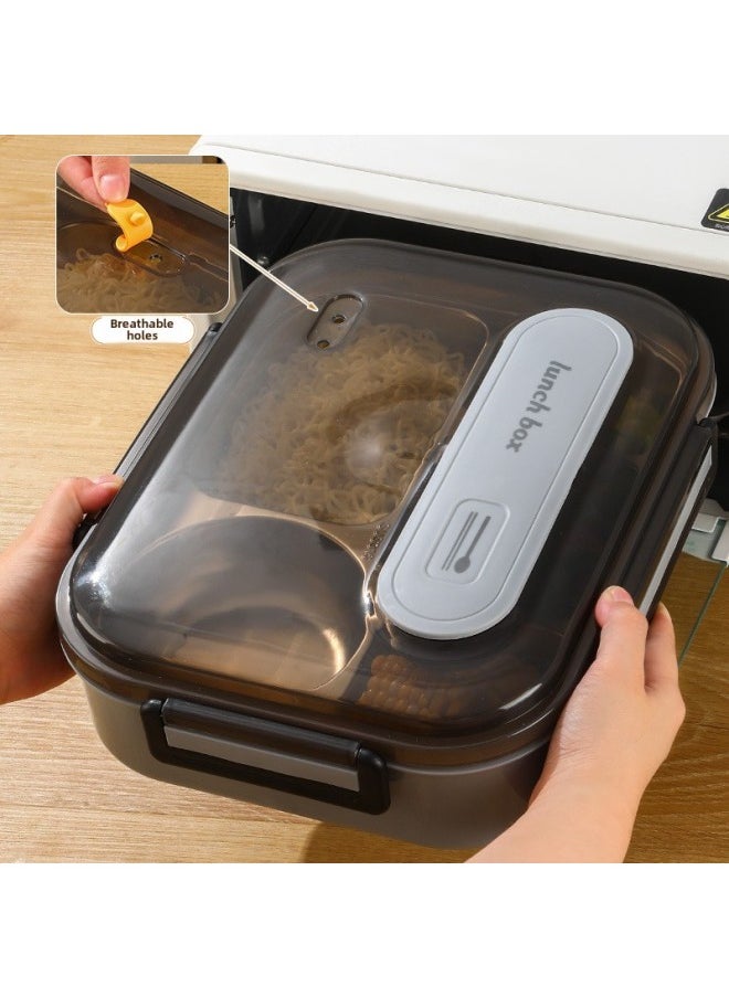 Generic - Lunch Box Large Capacity Does Not Leak 316 Food Grade Material Compartment Does Not String Flavor With Bowl Can Enter The Microwave Oven Insulation Lunch Box-Specifications:Black Gray-can Be Put Into The Microwave [pp+316 Stainless Steel]-Color:Five-compartment Standard + Insulation Bag (excluding Spoons And Chopsticks) - Image 1
