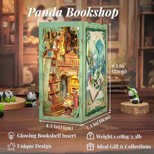 Fsolis Book Nook Kit DIY Miniature House Kit 3D Wooden Puzzles for Adults Bookshelf Diorama Decor Gifts for Women Readers Book LoversPanda Bookshop - Image 5
