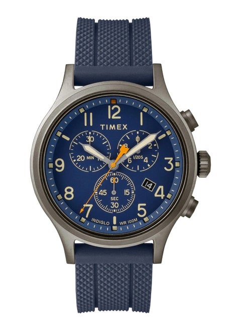 Timex Brass Multi Function Men's Watch With Silicone Blue Band TW2R60300