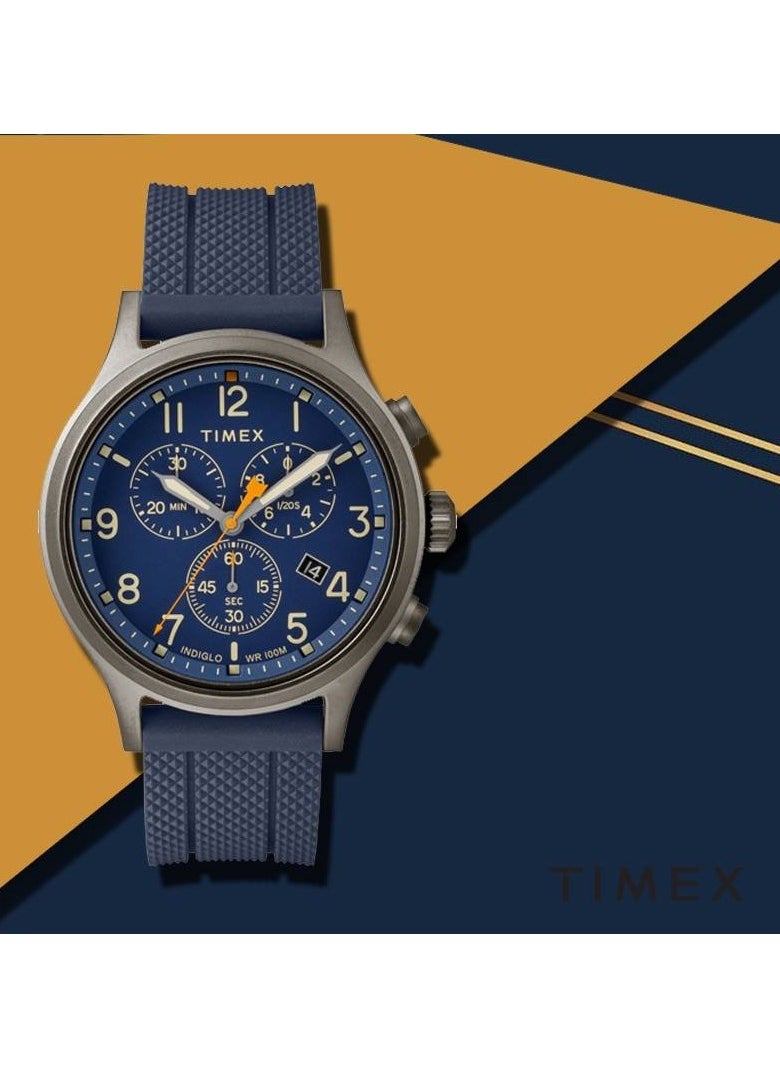 Timex Brass Multi Function Men's Watch With Silicone Blue Band TW2R60300