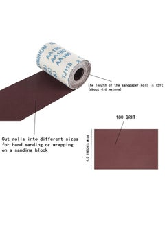 SYOSI Sandpaper Roll 180 Grit Sanding Paper Durable Cloth Back Dry Wet Sand Paper 4.5 Inch Wide Brown Fused Alumina Abrasive Paper for Wood Drywall Metal Resin Polishing Grinding Automotive Sanding  - Image 3