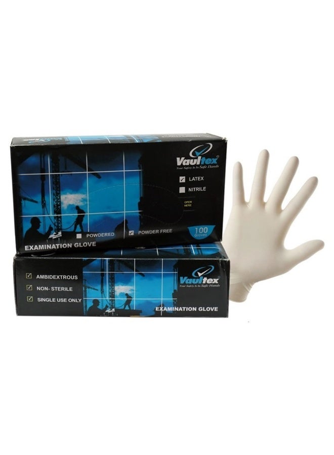 Vaultex Vaultex TJO Disposable Latex Powder free gloves Color White, Size M, 100Pcs/Pack 