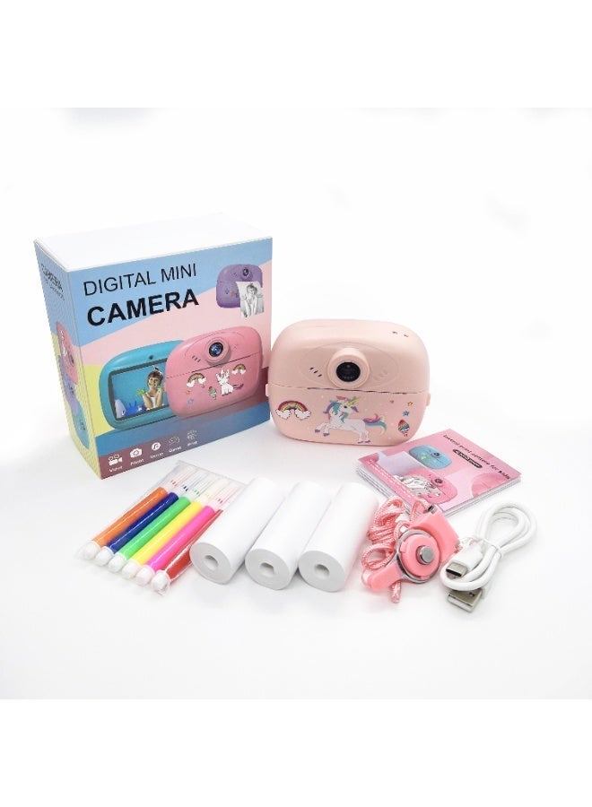 2.4-inch HD instant print kids' camera, pink digital camera, the perfect birthday gift for children aged 3 and up. - Image 2