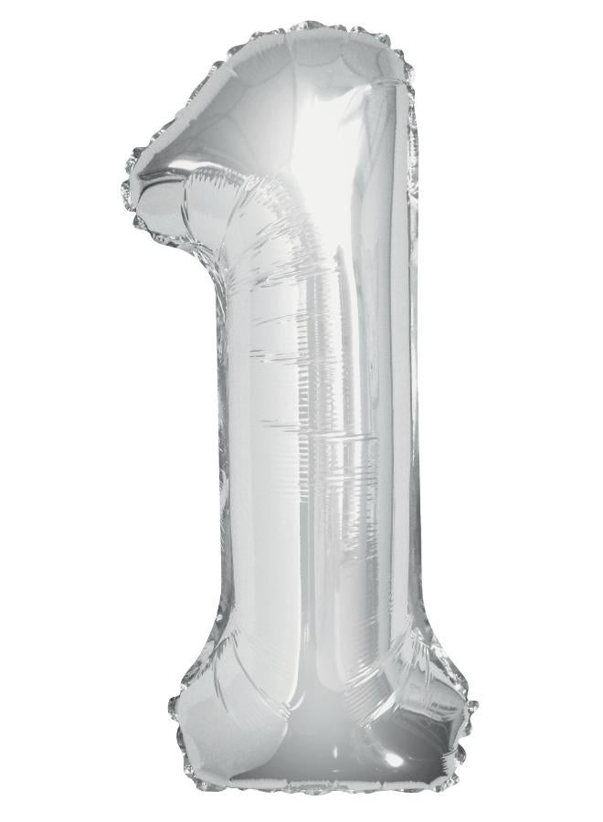 Unique 34" Silver Foil Number 1 Balloon - Image 1