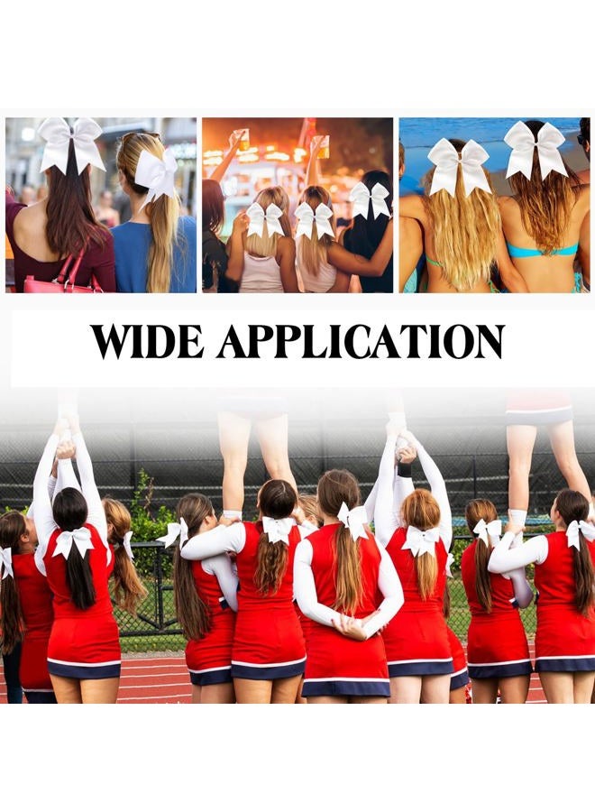 TUUXI 12pcs White Big Bow Hair Tie 8 Inch Grosgrain Ribbon Cheerleader Bows with Elastic Bands Ponytail Holder for School College Sports Cheerleading - Image 4