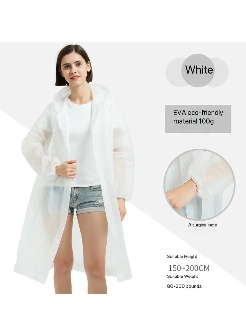 Generic White Version: 2-Pack Clear Rain Poncho for Adults | Unisex Portable Disposable EVA Raincoat | Outdoor Travel Emergency Heavy Rain Protection Set - White - Image 3