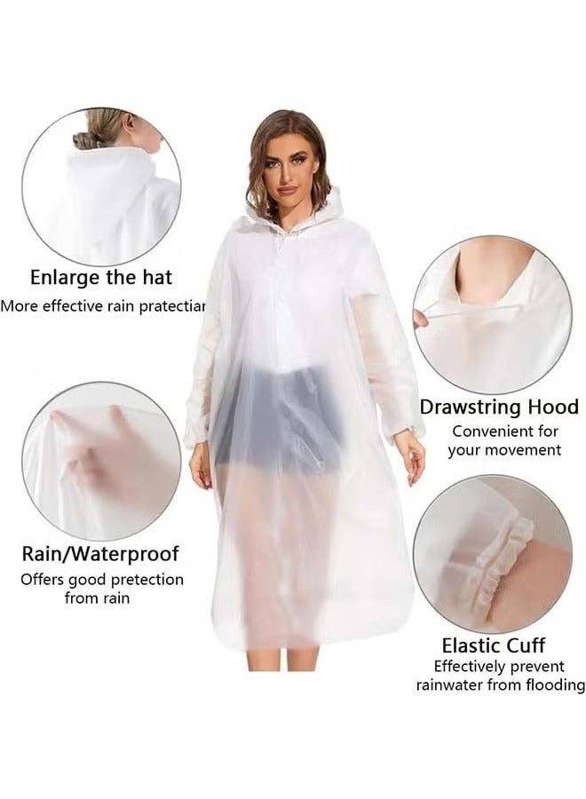 Generic White Version: 2-Pack Clear Rain Poncho for Adults | Unisex Portable Disposable EVA Raincoat | Outdoor Travel Emergency Heavy Rain Protection Set - White - Image 5