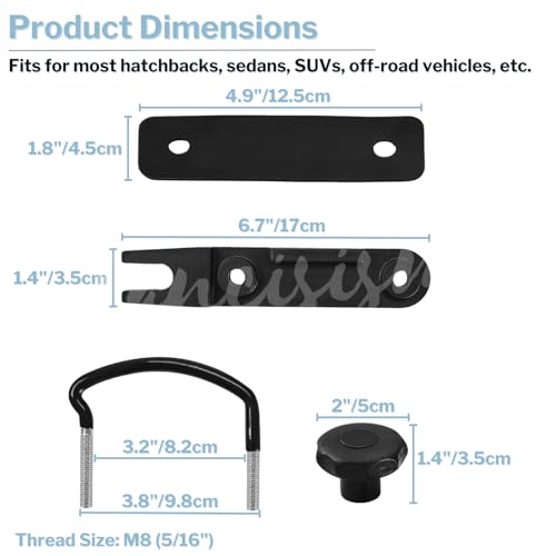 Lancisism 4 Pcs Roof Box U-Bolt Clamps, Upgraded Rooftop Cargo Carrier Rack Bolts, Car Van Mounting Fitting Kit 85mm Inner Width Metal U-Bracket Clips w/ 8 Lock Nuts 2 Straps - Image 4
