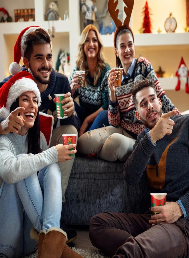 Layhit 120 Pcs Christmas Paper Cups 9 oz Disposable Coffee Santa Snowman Elk Cold Hot Drink Cup for Daily Use Xmas Holiday Drinking Cocoa Tea Beverages Party, 12 Styles - Image 5
