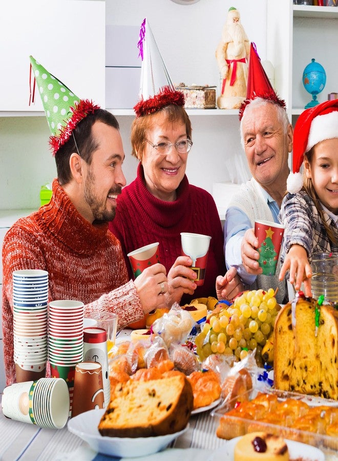 Layhit 120 Pcs Christmas Paper Cups 9 oz Disposable Coffee Santa Snowman Elk Cold Hot Drink Cup for Daily Use Xmas Holiday Drinking Cocoa Tea Beverages Party, 12 Styles - Image 4