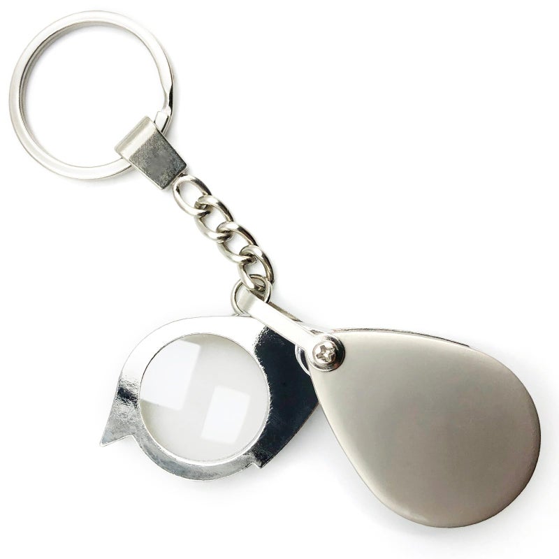 Qgond 10X Mini Pocket Magnifying Glass â€“ Folding Jewelerâ€™s Loupe with Keychain for Reading, Jewelry and Hobbies - Image 1