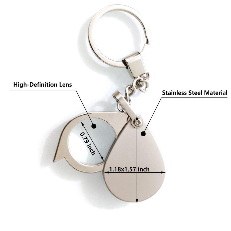 Qgond 10X Mini Pocket Magnifying Glass â€“ Folding Jewelerâ€™s Loupe with Keychain for Reading, Jewelry and Hobbies - Image 2