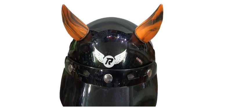 SELVIKE Devil's Helmet Horn with Suction Rubber Pad for All Bikes and Motorcycles (Pack of 2) (Black-Orange) - Image 2
