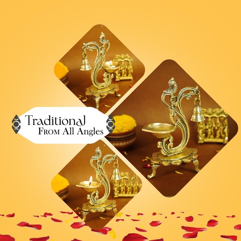 Ekhasa Standard fit 100% Pure Brass Peacock Diya for Puja | Diyas for Home Decoration | Pital Deepam for Pooja | Brass Oil Lamps for Pooja | Agal Vilakku for Pooja | Puja Diya for Home Mandir | Deepak Kundulu Market popular practical build - Image 3