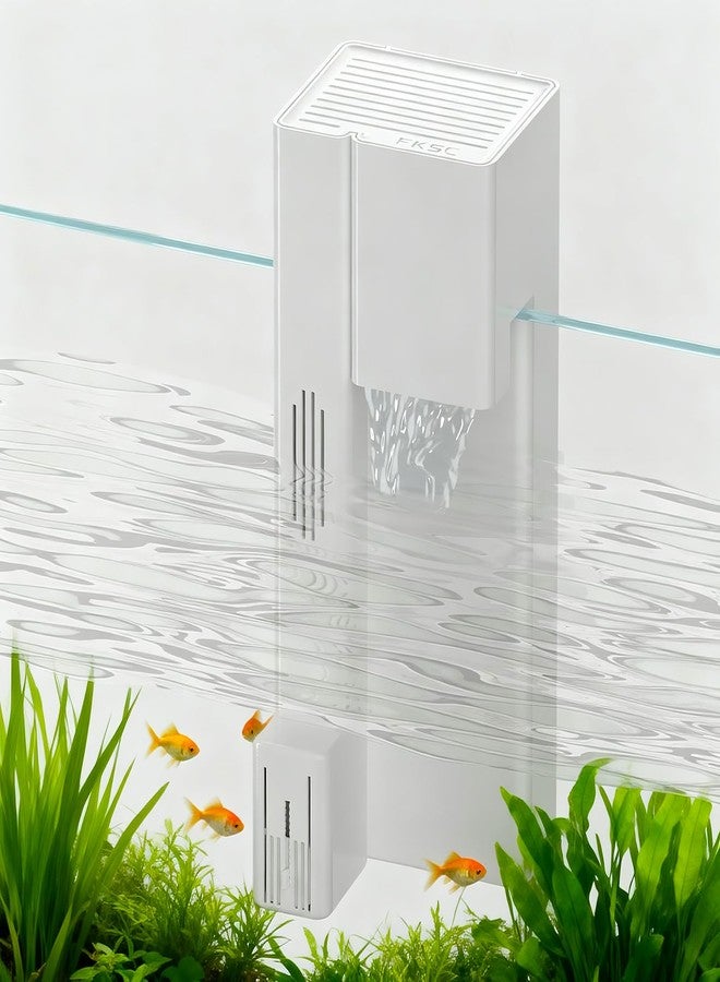 FKSC Hang On Back Aquarium Filter for 15 Gallons Fish Tanks, 4-Stage Multi-Stage Filtration with Surface Skimmer, Ultra Quiet HOB Power Waterfall Filter for Freshwater - Image 1