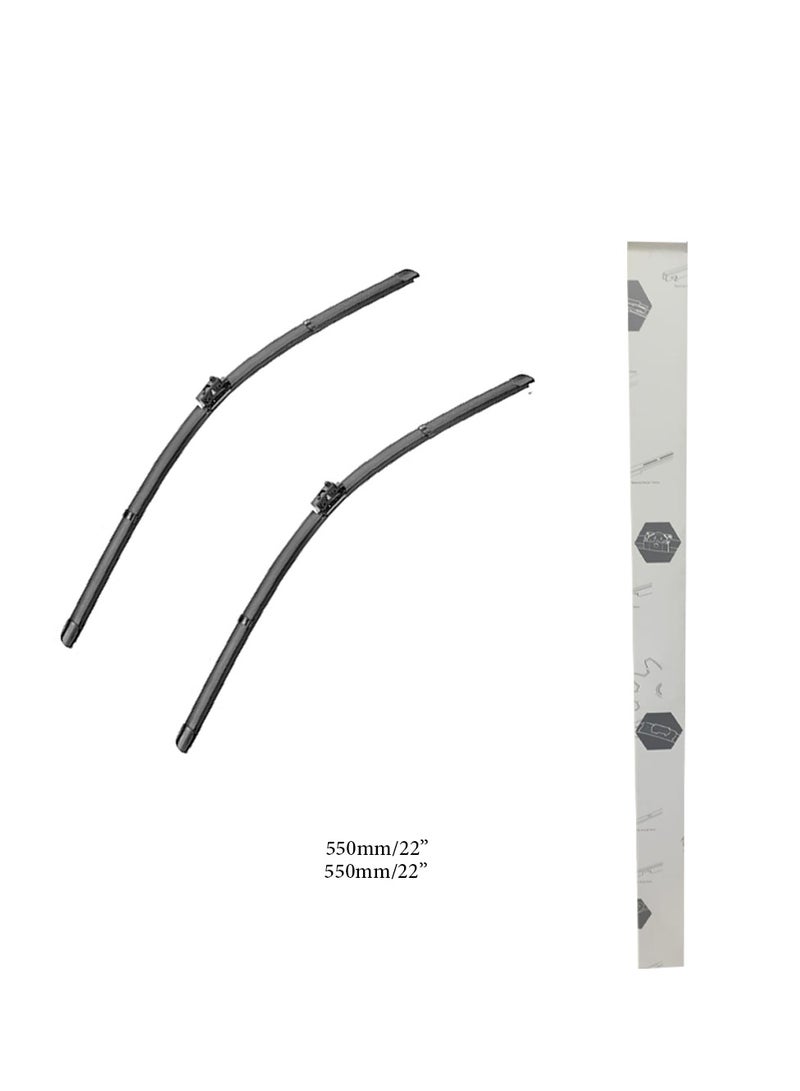 طقم مساحات زجاج الامامى للسيارة خامة عالية الجودة مقاس   550 ملي  22 بوصة   - 550 ملي  22 بوصة 2 قطعة   BENZ W205