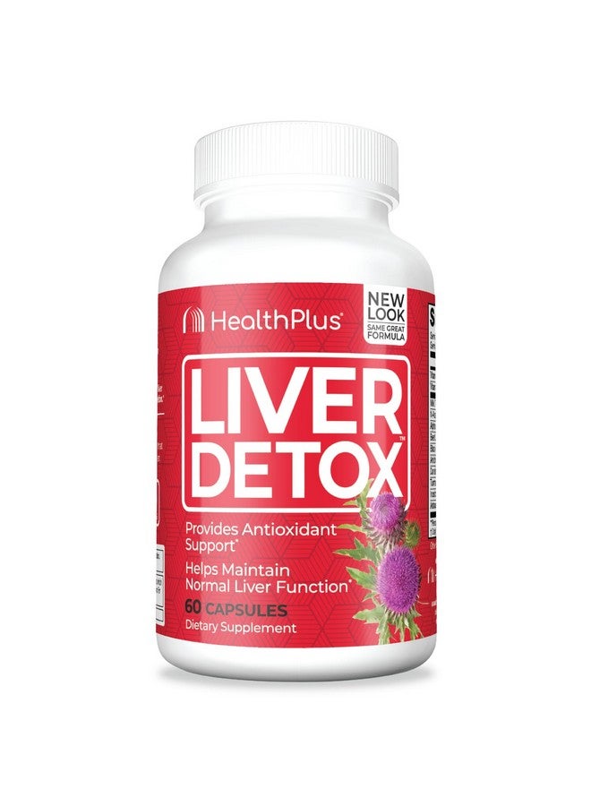 Health Plus هيلث بلس، ديتوكس الكبد، دعم طبيعي عشبي للكبد ومكمل ديتوكس مع حليب الشوك، الهندباء وجذر الكركم، 60 كبسولة - Image 1