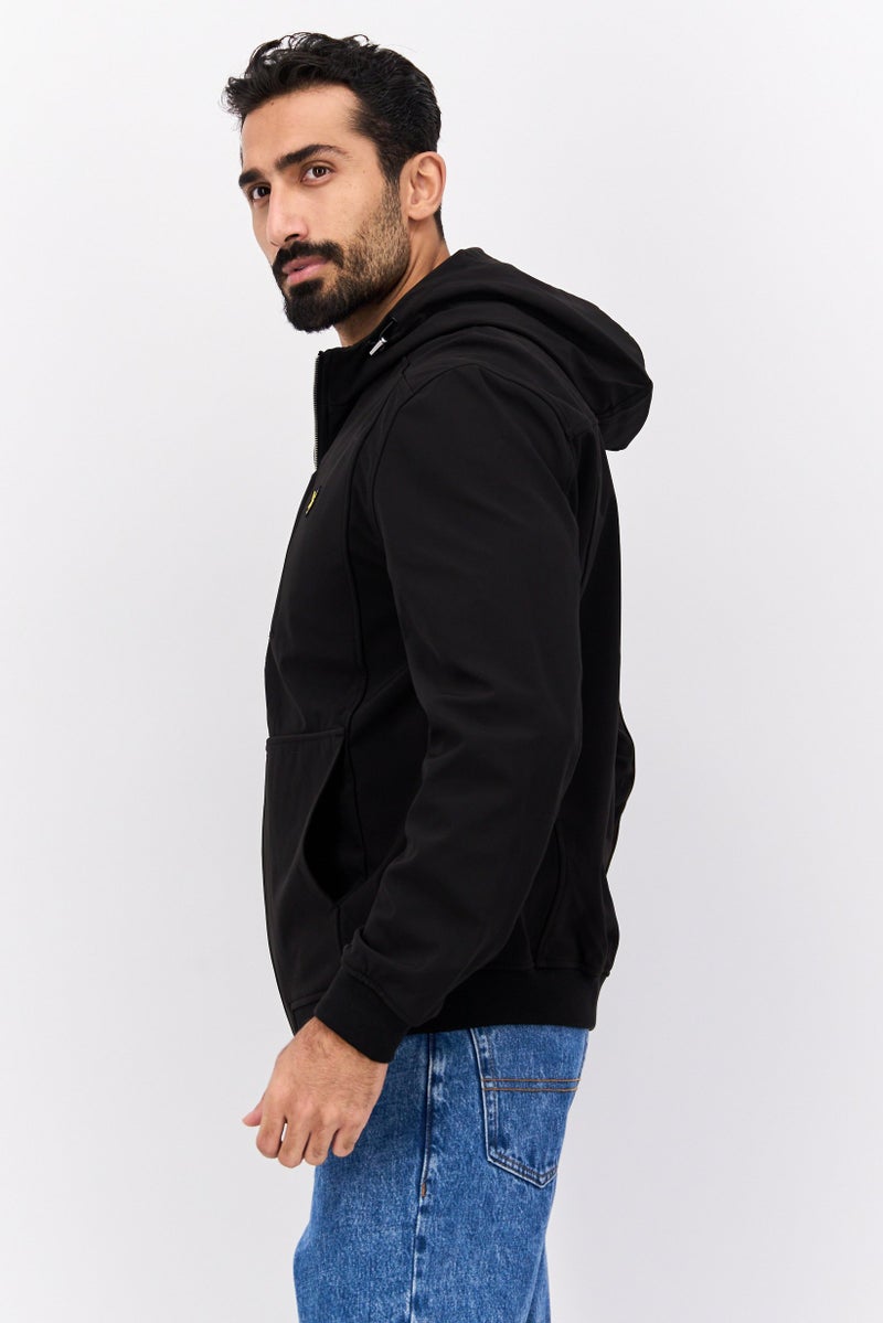 Lyle & Scott جاكيت واقي من الرياح للرجال بشعار مطرز، أسود - Image 2