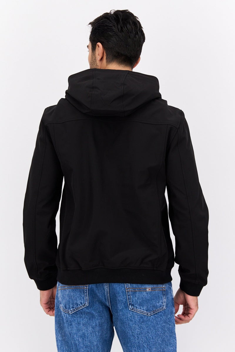 Lyle & Scott جاكيت واقي من الرياح للرجال بشعار مطرز، أسود - Image 3