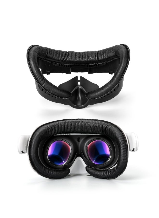 Generic VR Facial Interface Bracket & PU Leather Foam Face Cover Compatible with Meta Quest 3, Sweat-Proof Replacement Meta Quest 3 VR Headset Accessories Facial Pad, Ventilation Design (4-in-1 Black)  - Image 5