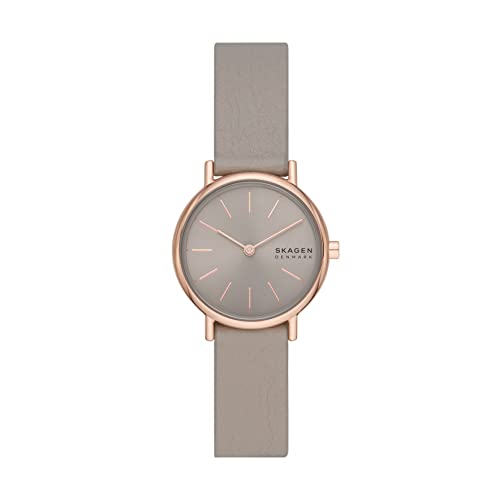 Skagen Women's Signatur Lille Two-Hand Rose Gold Stainless Steel and Gray Leather Band Watch (Model: SKW3060) - Image 5