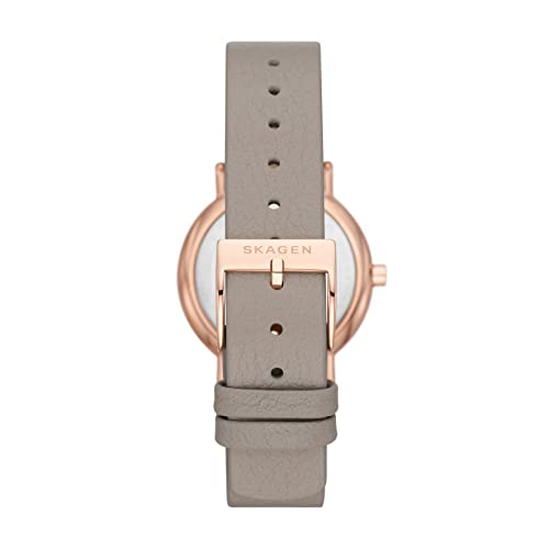 Skagen Women's Signatur Lille Two-Hand Rose Gold Stainless Steel and Gray Leather Band Watch (Model: SKW3060) - Image 3