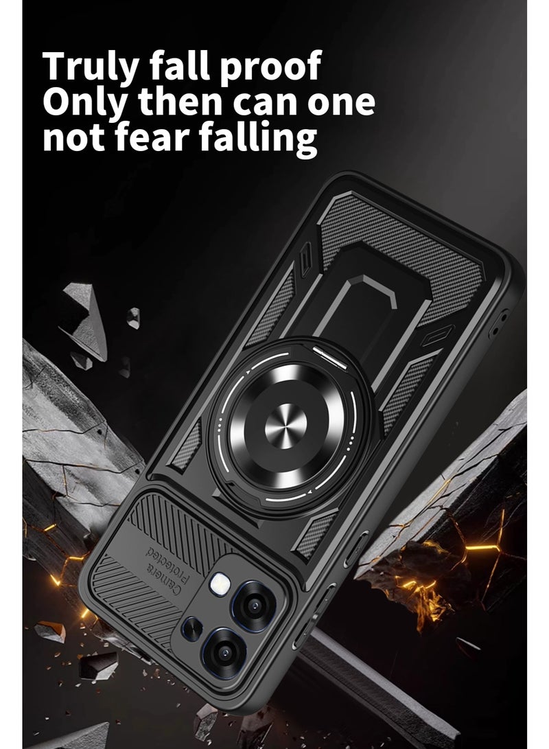 Case Cover Shock Resistant Protect Camera TPU + PC Compatible with Oppo A6 Pro (Black) - Image 4