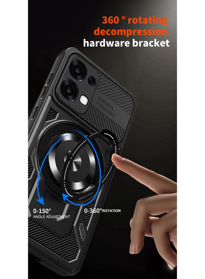 Case Cover Shock Resistant Protect Camera TPU + PC Compatible with Oppo A6 Pro (Black) - Image 3